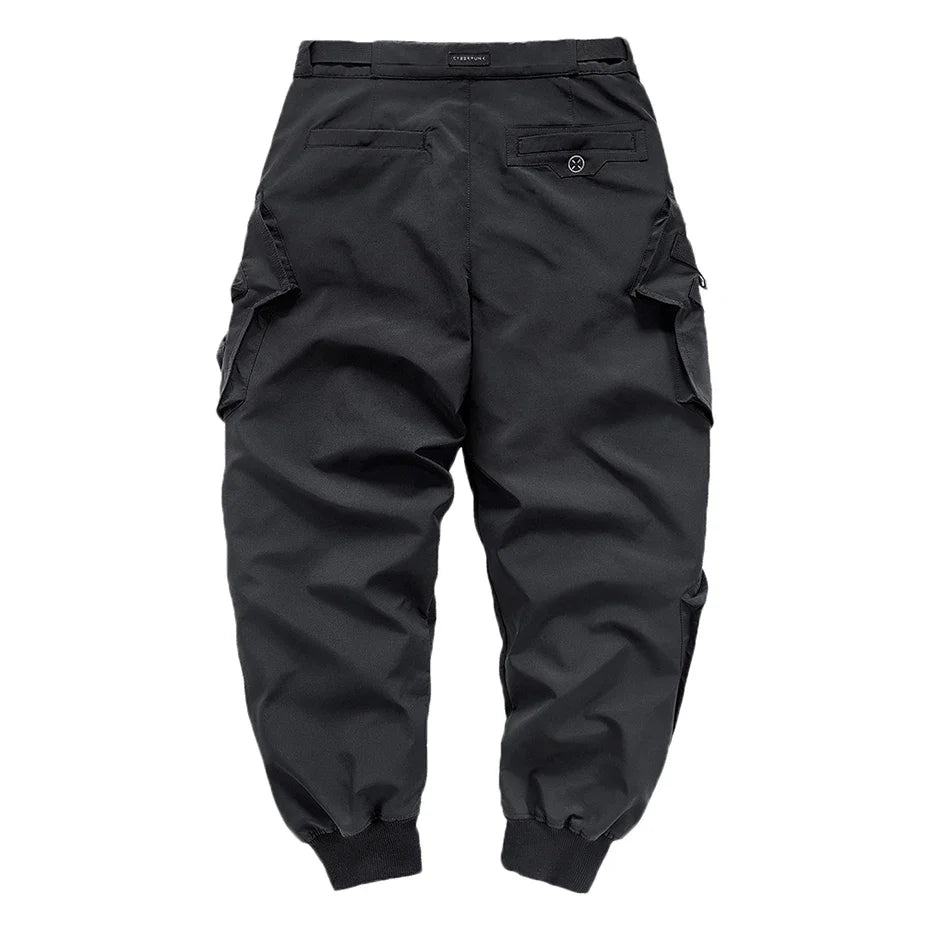 saferido Streetwear Cargo Pants Harajuku Hip Hop Joggers Men Oversized Techwear Pants Multi Pockets Harem Pencil Trousers Black