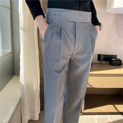saferido Men Trousers White Autumn Solid Business Casual Suit Pants British Style Men Clothing Formal Wear Office Trousers Straight