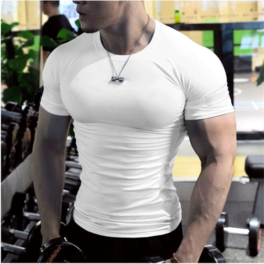 Men's Summer Short Sleeve Fitness T Shirt Running Sport Gym Muscle T-shirts Oversized Workout Casual High Quality Tops Clothing