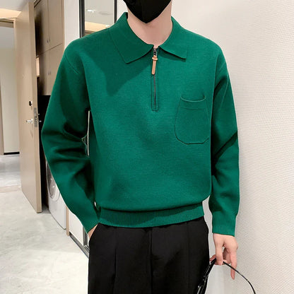 saferido  Clothing Men Keep Warm In Winter Knitted Sweater/Male Slim Fit Zipper Design Pullover/Man Casual Knit Sweater Korean Style