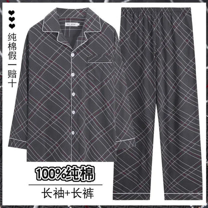 Men Pajamas Set Lounge Sleepwear Plaid Pyjamas Long Sleeve Spring Autumn Loungewear Male Homewear Home Clothes