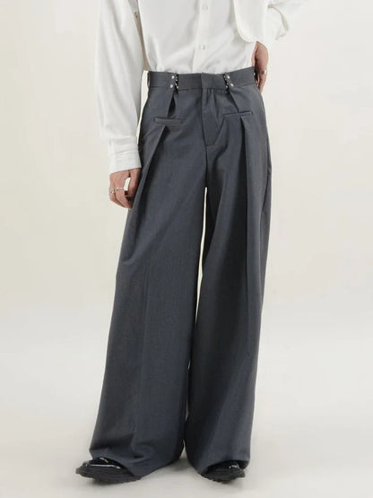 Pants Men Fashion Casual Solid High Street Simple Hip-hop Wide Leg Trousers All-match Korean Style Loose Temperament College New