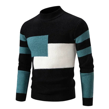 High Quality Men's New Autumn and Winter Casual Warm Neck Sweater Knit Pullover Warm Tops