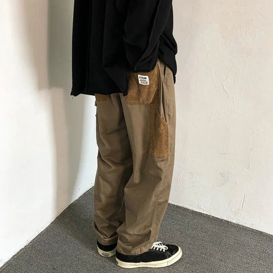 saferido Men's Overalls Vintage Baggy Straight Pants Spring Summer Casual Sweatpants Fashion Oversized Trousers Male Bottoms Y2K Clothes