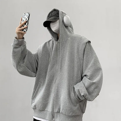 saferido Hooded Hoodies Men Solid Classic Outwear Korean Fashion American High Street Sweatshirts Teens Couples All-match Coats Trendy