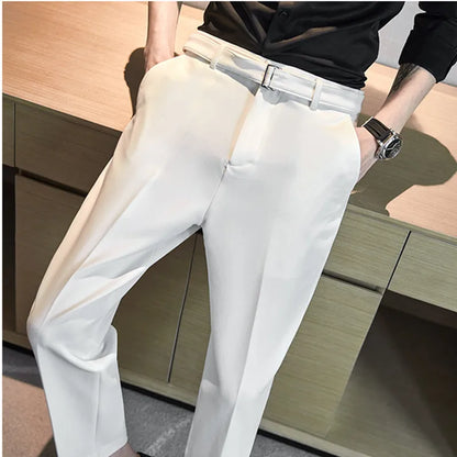 saferido British Fashion Versatile Slim Long Pants Men's Fashion Spring Clothes Office Suit Trousers Men Luxury Casual Suit Pants