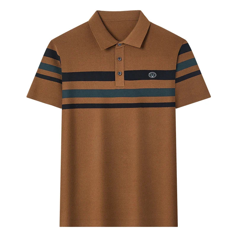saferido Fashion City Spring Men's POLO T-shirt Silk Velvet T-shirt Half Sleeve Padded Lapel Short Sleeve Short-Sleeved Polo Shirt