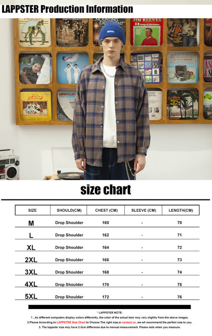 Flannel Harajuku Oversized Cotton Plaid Shirt  Korean Fashions Fleece Button Up Shirts Long Sleeve Vintage Blouses