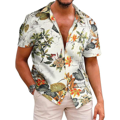 Men's Hawaiian Shirt Short Sleeve For Men 3D Coconut Tree Printing Blouse Tops Casual Oversized Tee Shirt Men Clothing