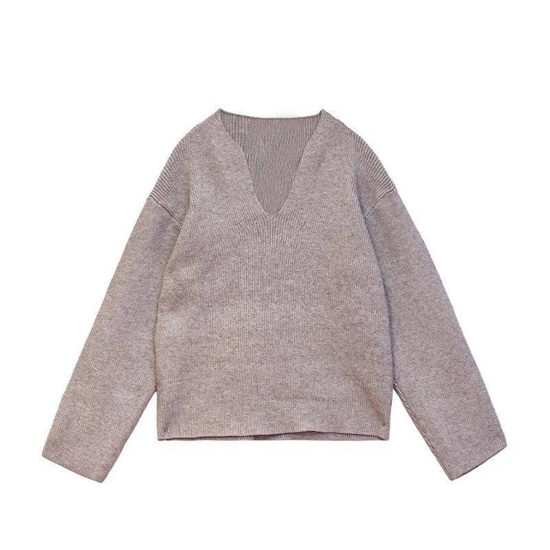 Men's Light Luxury Knitted Pullover Sweater Men Casual V Neck Solid Color Long Sleeve Knitwear Streetwear Korean Autumn Clothing