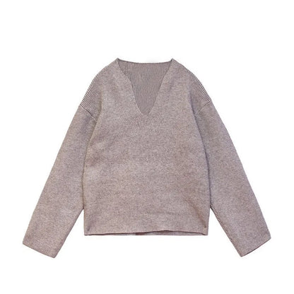 Men's Light Luxury Knitted Pullover Sweater Men Casual V Neck Solid Color Long Sleeve Knitwear Streetwear Korean Autumn Clothing