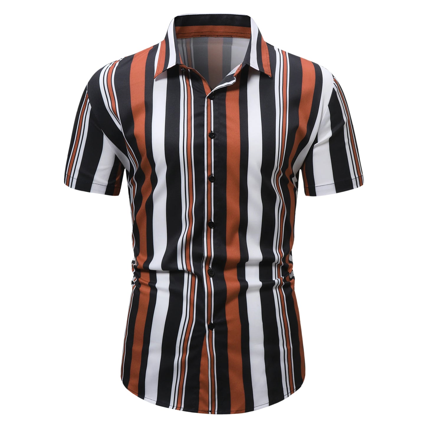 Brand Striped Shirt For Men Slim Cotton Breathable Fashion Short Sleeve High Quality Design Casual Shirt Male