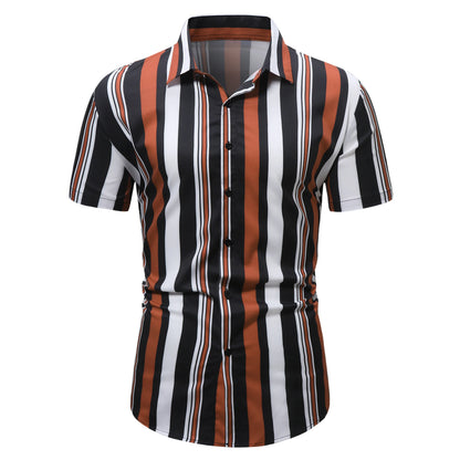 Brand Striped Shirt For Men Slim Cotton Breathable Fashion Short Sleeve High Quality Design Casual Shirt Male
