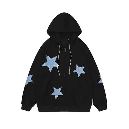 saferido Men's Hoodies Sweatshirt Women's Oversized Sweatshirts with zipper Harajuku Casual Style Y2k Star Coat Streetwear Hip Hop Jacket