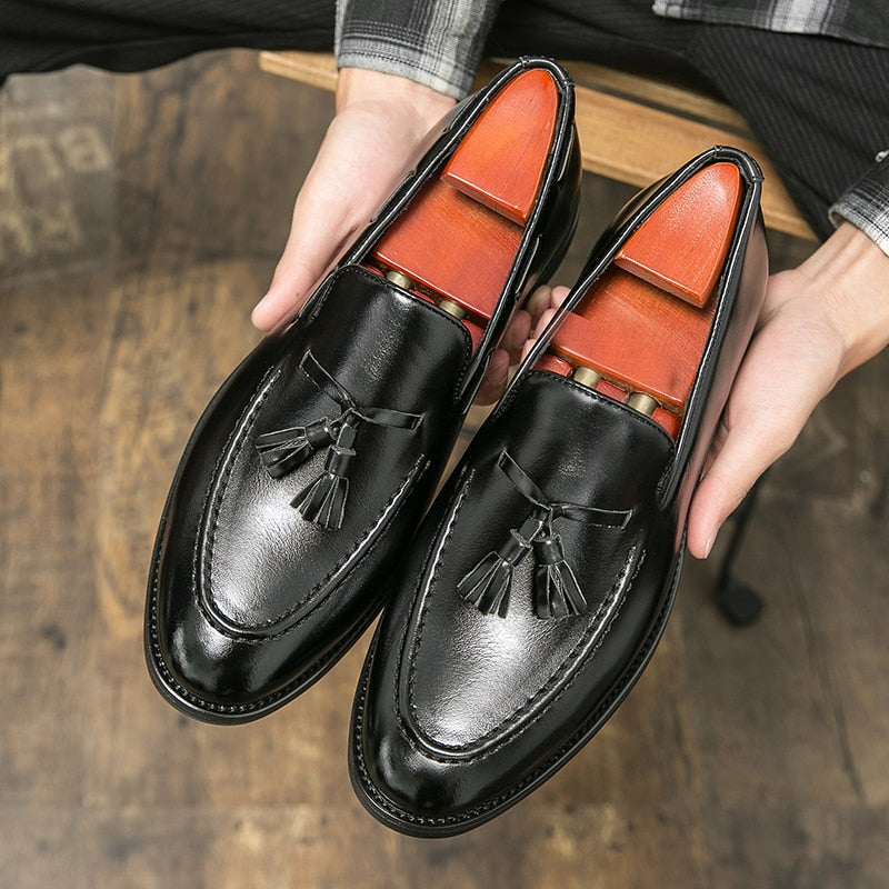 saferido Classic Men's Casual Loafers Driving Shoes Moccasin Fashion Male Comfortable Autumn Leather Shoes Men Lazy Tassel Dress Shoes