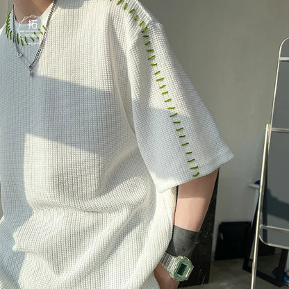 saferido Korean Reviews Many Clothes Men's Clothing Short sleeve Oversized T-shirt Y2k Harajuku Personality Loose Design Sense Tops Tee