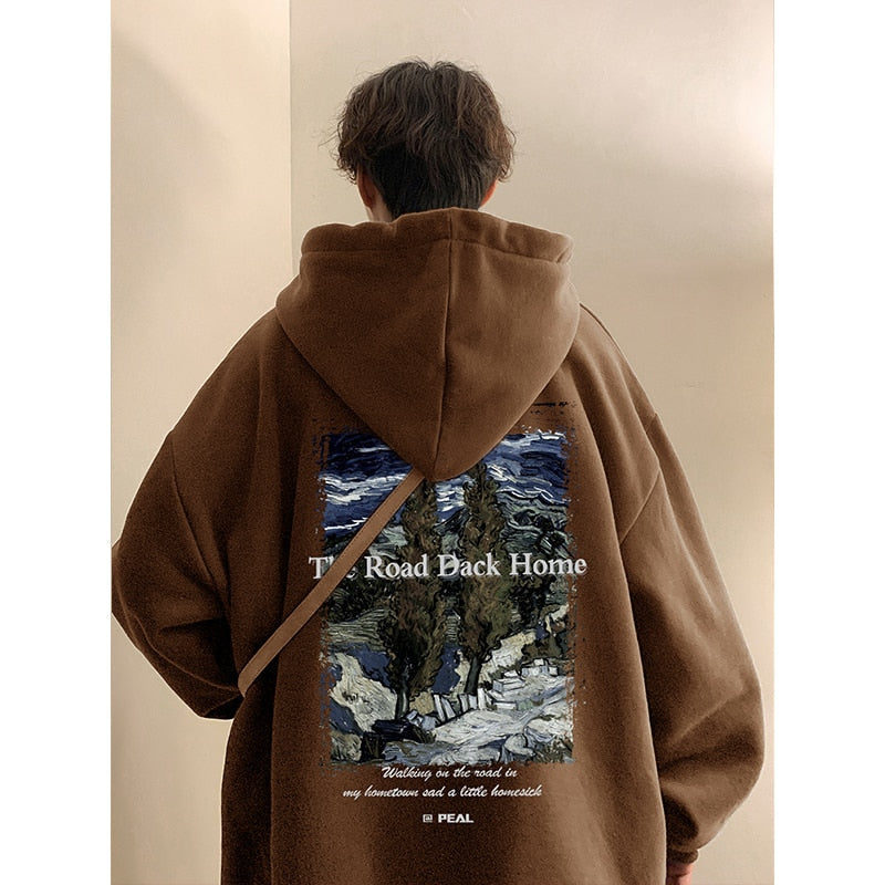 Oil Painting Mens Hoodies Fashion Unisex Pullovers Hip Hop Loose Male Streetwear Sweatshirts