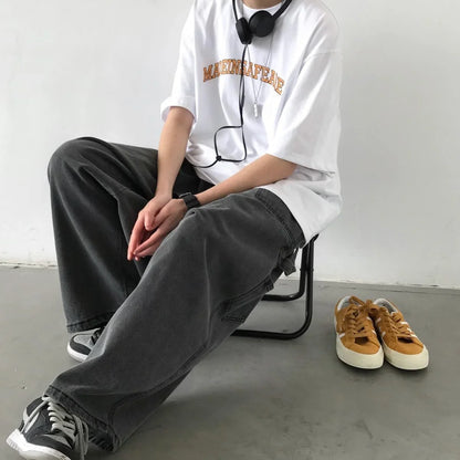 saferido Streetwear Multi-pocket Jeans Loose Plus Size 5XL Wide Leg Pants Japanese Harajuku Casual Denim Trousers Men Clothing
