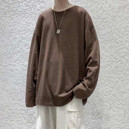 Autumn Long Sleeve T-Shirt Men Fashion Solid Basic T Shirt Mens Oversized Hip Hop Casual Cotton Mens Streetwear Top Tees