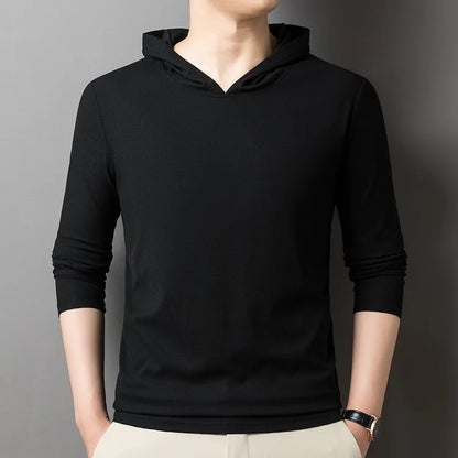 saferido Fashion Spring Autumn Thin Hoodies Men Pullover Sweatshirts Slim Hoodie Streetwear Mens Solid Color Casual Hooded Sweatshirts