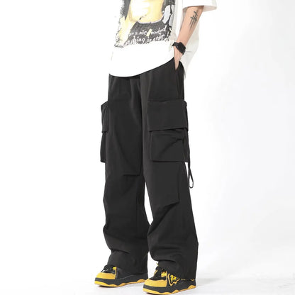 saferido Men's American Streetwear Cargo Casual Pants Fashion Trend Solid Color Sweatpants Pocket Decoration Trousers  S-3XL