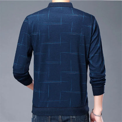 saferido Spring Autumn Polo Shirt Men Long Sleeve Business Causal Patch Designs Mens Turn Down Collar Polo Shirt Cotton Breathable Tees