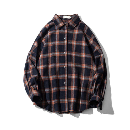 Flannel Harajuku Checked Plaid Shirt Long Sleeve Winter Y2k Streetwear Fleece Shirts Vintage Korean Fashions Clothes