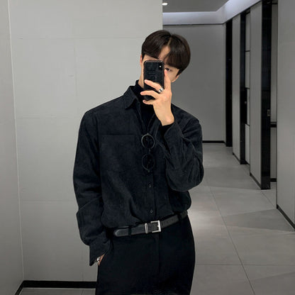 Long-sleeved Solid Color Corduroy Shirts for Men Fashion Retro Autumn Korean Trend Wild Casual Loose Shirt Jacket