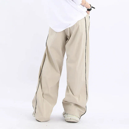 saferido Wide Leg Sports Pants for Men Khaki Trousers Hip Hop Patchwork Black Loose Casual Korean Male Streetwear Men's Clothing