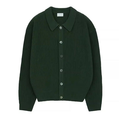 saferido Korean Style Fashion Solid Color Lapel Men's Knitted Cardigan Single Breasted High-end Long Sleeve Cardigan Men Sweater Coat