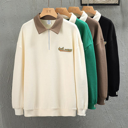 Korean wind Sweatshirt  Men Women Lapel Collar Hoodie Trendy Harajuku College Style Oversize Casual Sports Polo lapel sweater