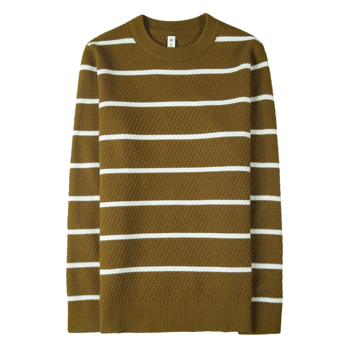 saferido Men High Quality Winter Basic Round Neck Sweaters Casual Soft Warm Long Sleeve Sweater Korean Knitted Stripe Pullover 4XL-M