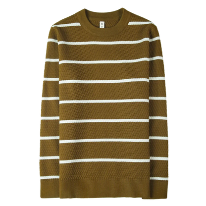 saferido Men High Quality Winter Basic Round Neck Sweaters Casual Soft Warm Long Sleeve Sweater Korean Knitted Stripe Pullover 4XL-M