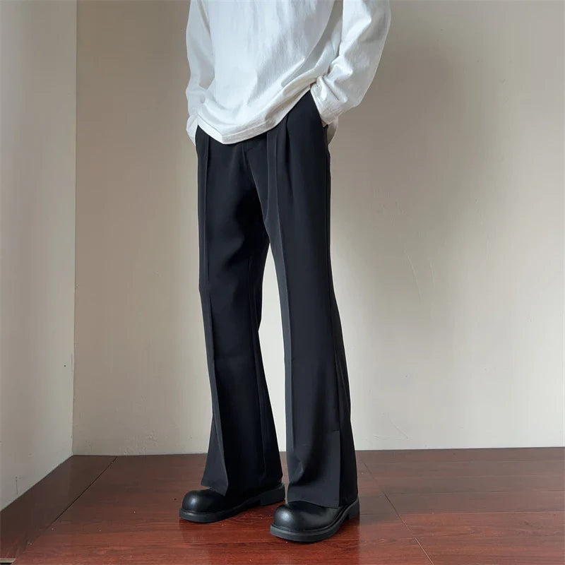 saferido Brown Black Suit Pants Men Slim Fit Social Mens Dress Pants Korean Loose Straight Casual Pants Mens Office Formal Trousers S-3XL