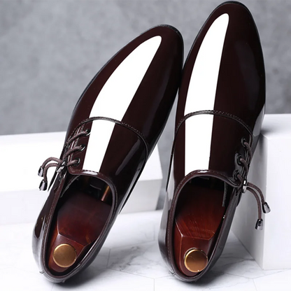 saferido Trending Italian Patent Leather Shoes for Men Business Shoe Lace Up Oxfords Plus Size Male Wedding Party Shoes Men Black Leather