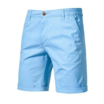 Men Shorts Summer Cotton Middle Waist Male  Casual Business Men Shorts Printed Beach Stretch Chino Classic Fit Short Homme