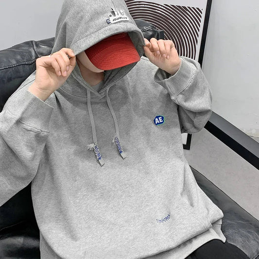 saferido Casual Autumn Man Hooded Sweatshirts Classic Solid Color Loose Oversized Hoodie College Style Japanese Hoodies Designer Tops