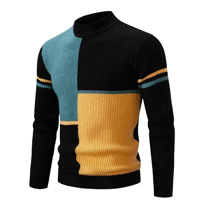 High Quality Men's New Autumn and Winter Casual Warm Neck Sweater Knit Pullover Warm Tops