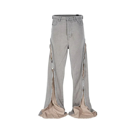 saferido Harajuku Sashes Zipper Decorate Vibe Style Black Cargo Pants for Men High Street Straight Casual Baggy Oversized Unisex Trousers