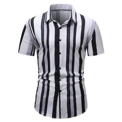 Brand Striped Shirt For Men Slim Cotton Breathable Fashion Short Sleeve High Quality Design Casual Shirt Male