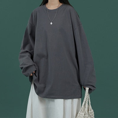 Autumn Long Sleeve T-Shirt Men Fashion Solid Basic T Shirt Mens Oversized Hip Hop Casual Cotton Mens Streetwear Top Tees