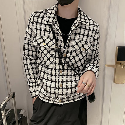 saferido New Style Men Spring High Quality Plaid Casual Jackets/Male Slim Fit Fashion Autumn Lapel Plaid  Coat S-3XL