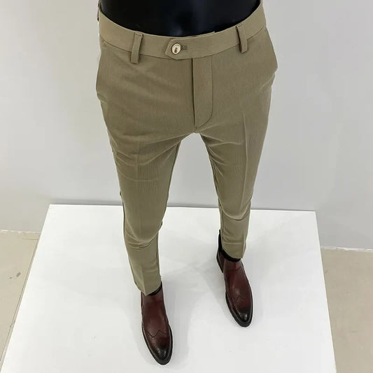 saferido Spring/Summer New Suit Pant Mens Korean Slim Business Formal Pants Black Beige Men Office Work Men Trousers