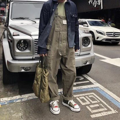 saferido Streetwear Casual Romper Overalls Men And Women Fashion Sleeveless Straps Jumpsuit Spring Summer Vintage Patch Pockets Playsuits