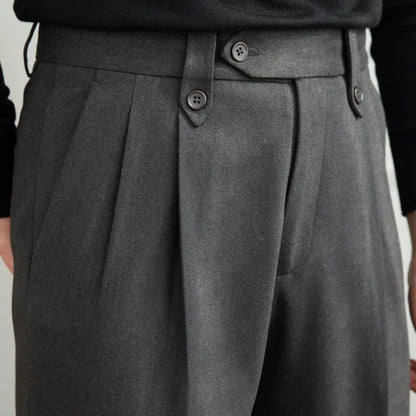 saferido British Winter High Waist Casual Men Straight Pants High Quality Versatile Slim Long Pants Men Fashion Clothes Office Trousers
