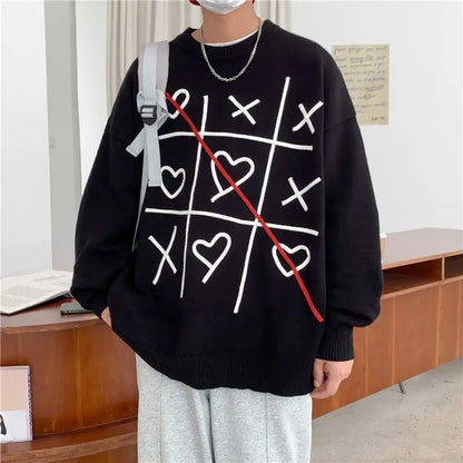 saferido Lattice Korean Fashion Sweater Men Interior Harajuku Men's Clothes Winter Oversize Wool and Mixes Knit Korean Women's Print Luxury