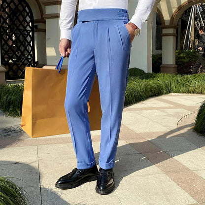 saferido  High Quality British Gentlemen Business Casual Slim Fit Pants Men Dress Pants Solid All Match Formal Wear Office Trousers