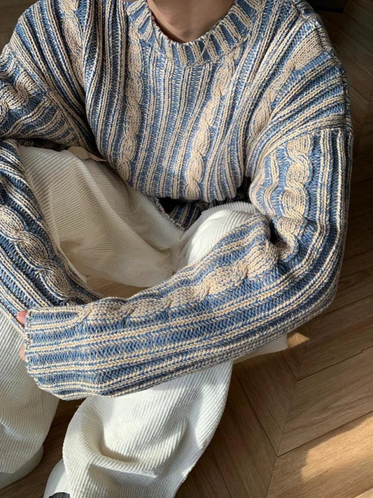 saferido 2024 New Cleanfit Men's Luxury brand sweatshirt Sweater Autumn/Winter Korean Style Wear Retro Contrast Round Neck Pullover Knit