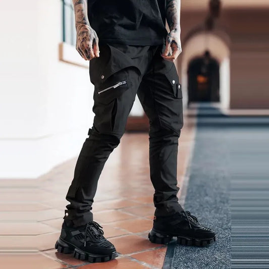 Europe And America New Fashion Men's Casual Loose Large Size Straight Woven Trousers Multi-pocket Sports Cargo Pants