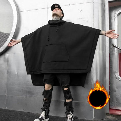Black Oversized Hoodies Sweatshirt Baggy Trench Coat Anorak Men Goth Punk Japanese Streetwear Hip Hop Gothic